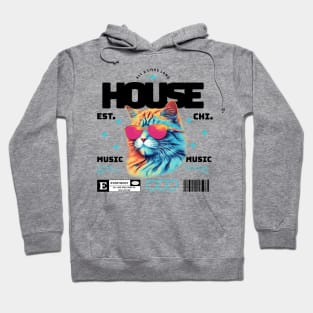 HOUSE MUSIC  - Cool Cat In Shades (black/blue) Hoodie